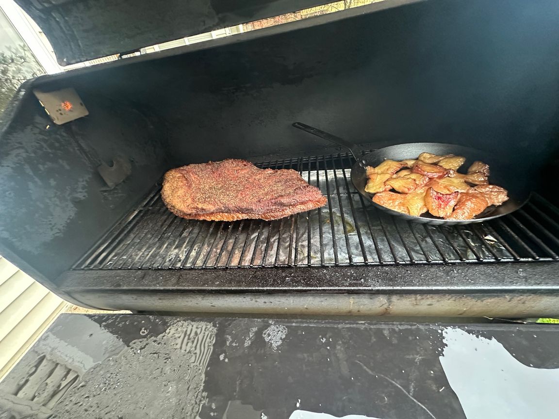 Brisket in the smoker